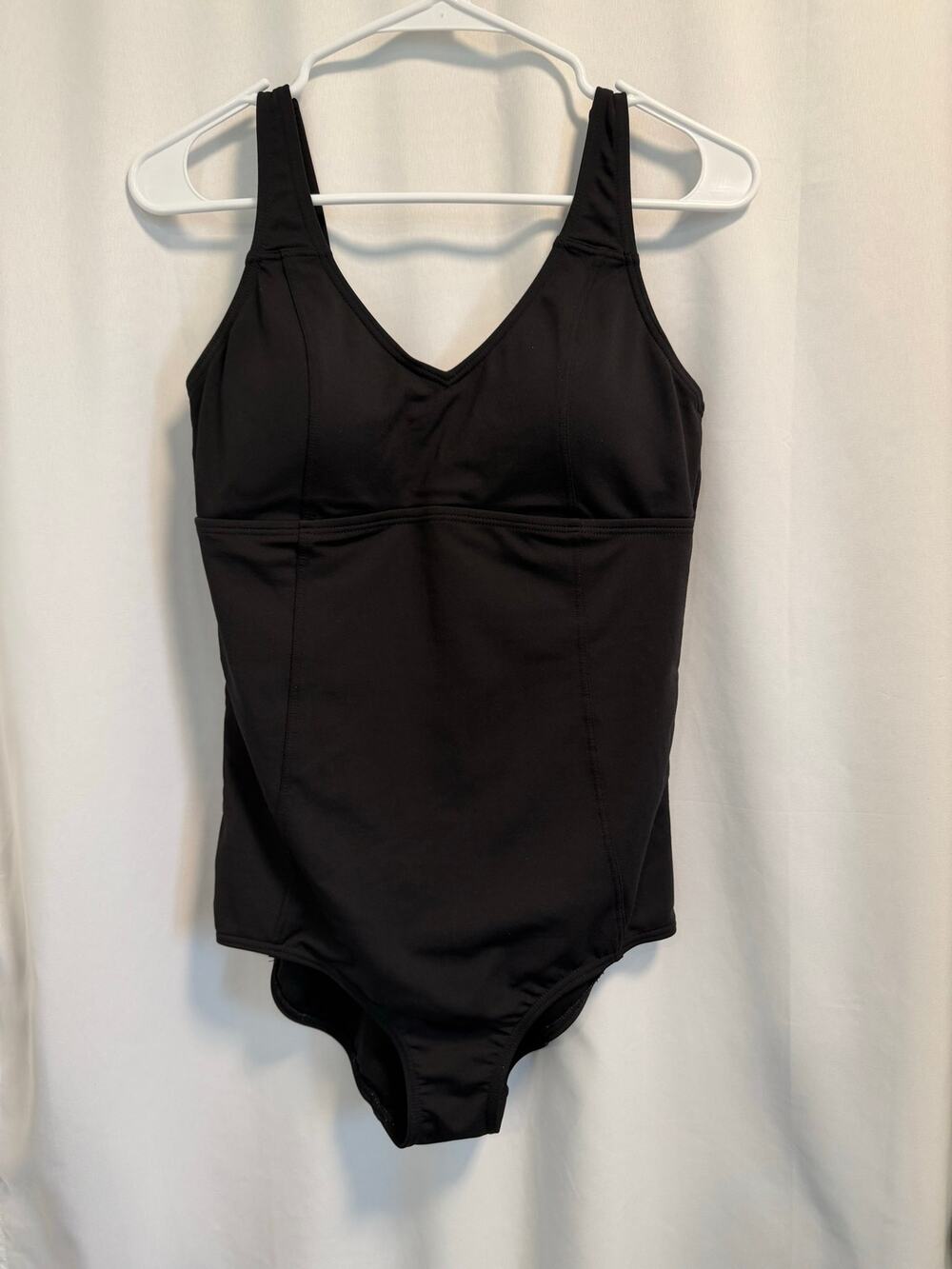 Niptuck Black One-Piece Swimsuit w Supportive V-Neckline- US 10